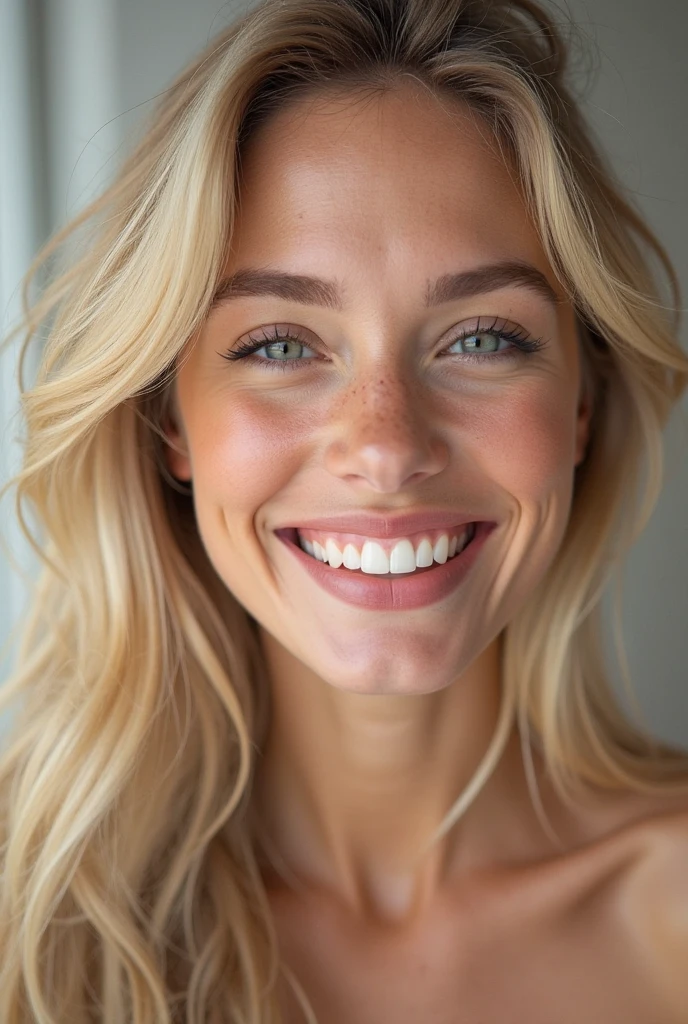 Fille blonde, blue eyes, 19 ans, Take a selfie that shows her chest.