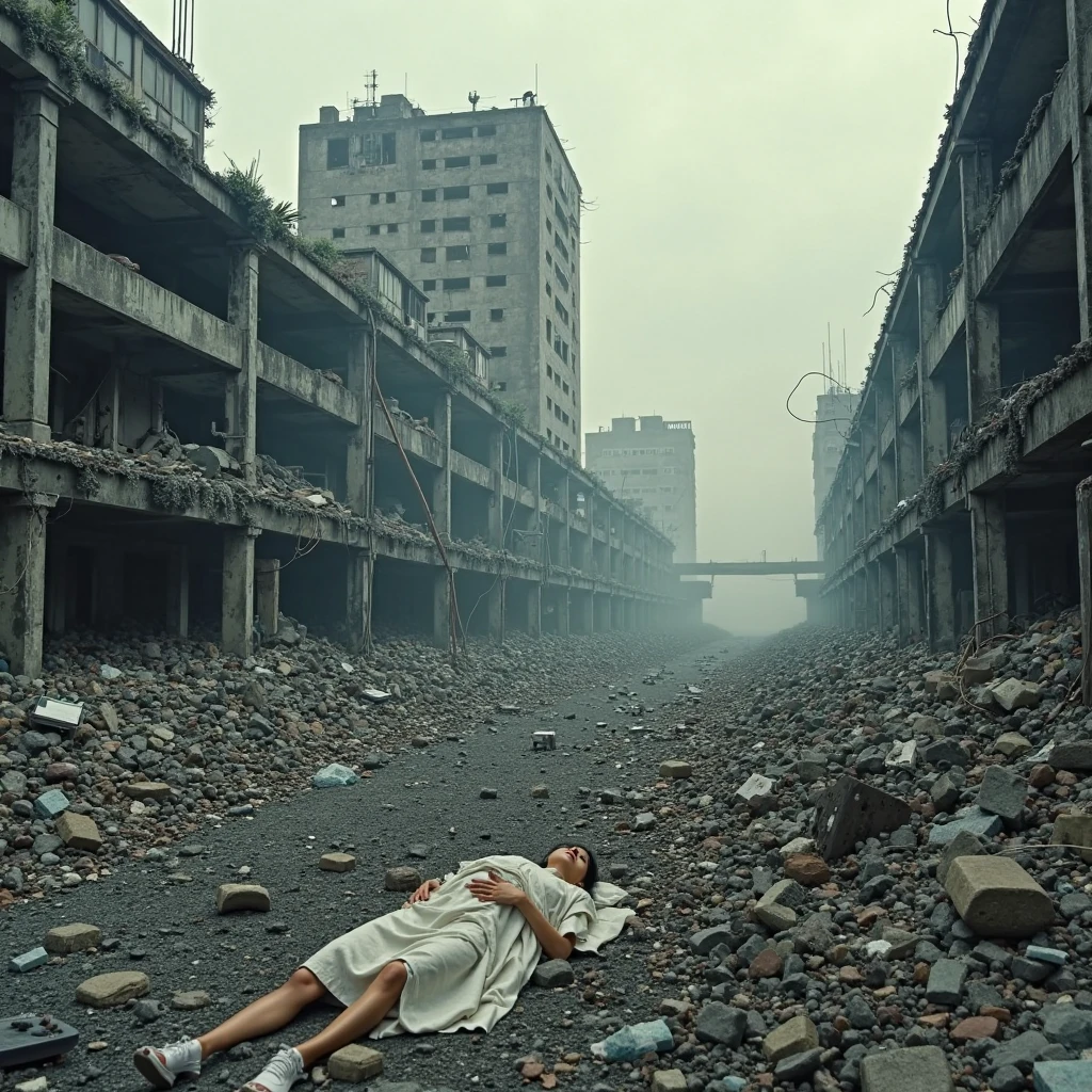 Photogrape of a fallen angel in a brink of collapse