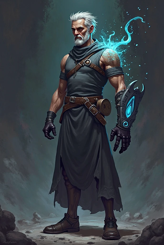 Skinny sorcerer, bald, rough facial features, wide jaw, slight unshaven, monobrow, with tattoos all over the body and face, in a cloak, dungeons and dragons, oil painting, concept art, portrait, pastel strokes, sly grin, Viking, tattoos on the face, tattoos on the body, tattooed sleeve, lightning tattoos, avatar tattoos, tornado, standing with his back to the camera, cartoon style, anime