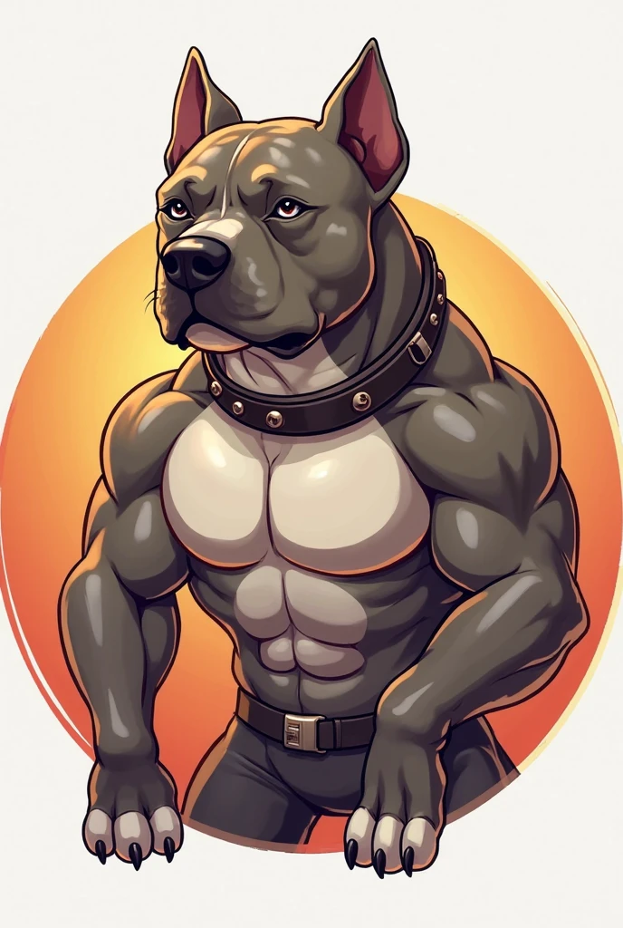 Draw a picture of an angry adult American Bully with chains and the words Kyrus Kennel written on it.