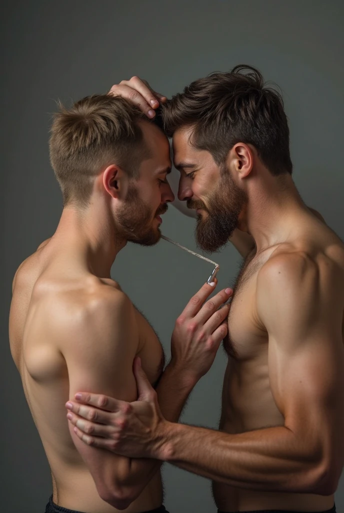 Two men licking hard cock