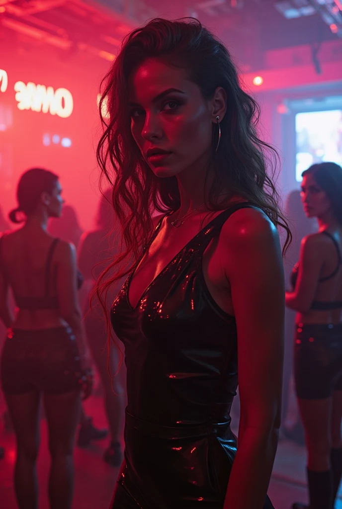 (Masterpiece.UHD.photorealistic) 4 ultra hot gorgeous European women. Age 23. Female kiss rock band.attractive beautiful women, age 23. Full lips. Gorgeous face. Epic cleavage.(100e breast size) kiss rock band makeup.blurry background beetlejuice wasteland.