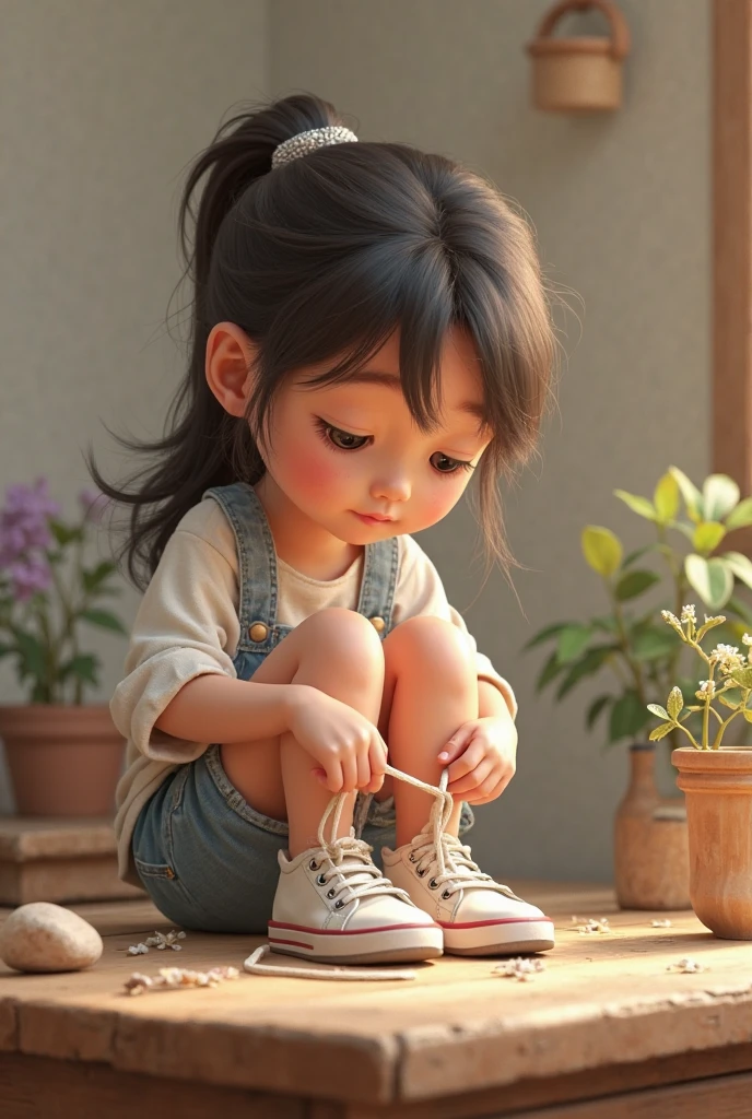 desenho, child crying, vestido rosa, chovendo, toys on the floor, Brazilian flag on the ground