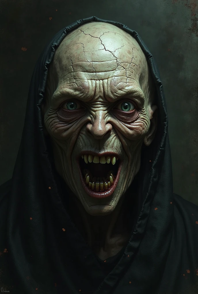 Scary monster like HP Lovecraft stories smile mischievously