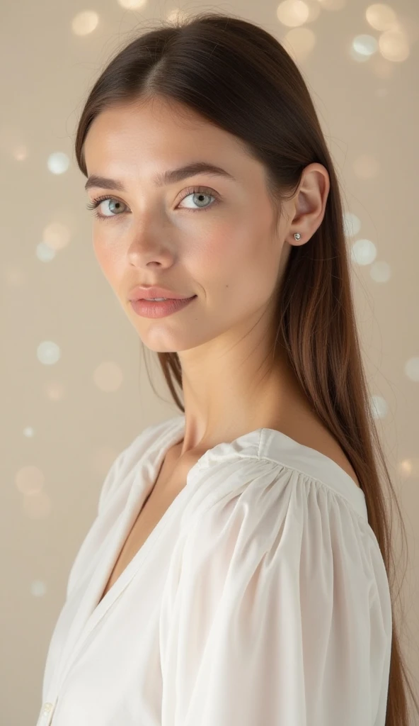 CyberRealisticPony_POSV1, a beautiful woman, brunette, close-up, girl next door, baggy clothes, interior, film grain, retro, (bokeh:1.3), Porta 160 color, shot on ARRI ALEXA 65, sharp focus on subject, Fujifilm XT-3