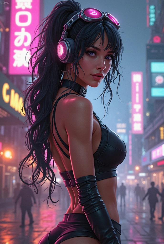 Ideal gray eyes Description: Create an exciting scene, combining nostalgic retrowave style with a futuristic cyberpunk aesthetic in a vibrant and inviting nightclub setting. The main attention should be paid to the image of the most beautiful girl, combining vintage and futuristic elements. The painting should depict a stylish car, surrounded by neon lights and signs, radiating radiance and a sense of nostalgia. The viewer must be transported into an exciting world, where retrofuturism meets the pulsating energy of a cyberpunk nightclub. Let the colors be bright, Elegant design and intricate details bring this breathtaking scene to life, immersing viewers in an atmosphere of enchantment and excitement.