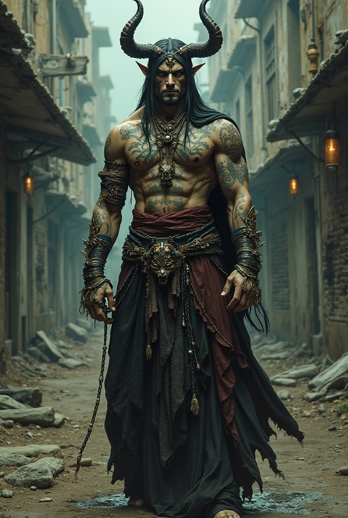 make a demon man with only pants in the old RPG style