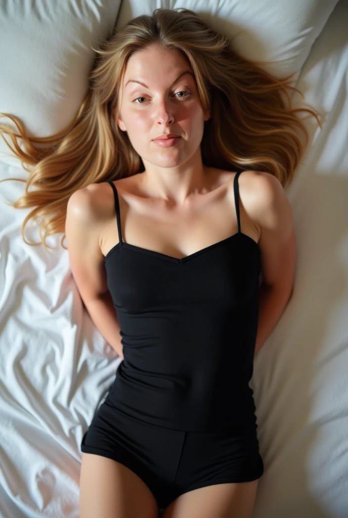 Best texture, high quality, ultra HD, 8K, natural british sexy blonde young woman nude sleeping on bed pubic hair