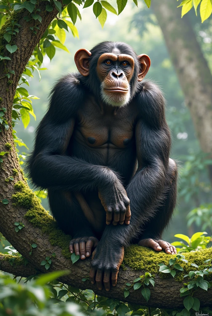 A monkey met a in the forest.