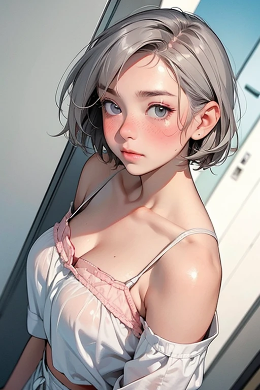 ((photorealistic:1.4)), finely detail, full-body shot, detailed full body features, ((1 girl)), ((solo)), ((extremely detailed face)), ((photorealistic:1.4)), finely detail, full-body shot, detailed full body features, ((1 girl)), ((solo)), ((extremely detailed face)), cute girl, ((short straight hair)), ((white hair, ponytail)), ((pink hair)), perfect lighting, masterpiece, best quality, ultra-detailed, kawaii, small breasts, naked, , exposed breasts, (small breasts 1.6), light, color, texture, detail, beauty, wonder, colorful, shuimobysim