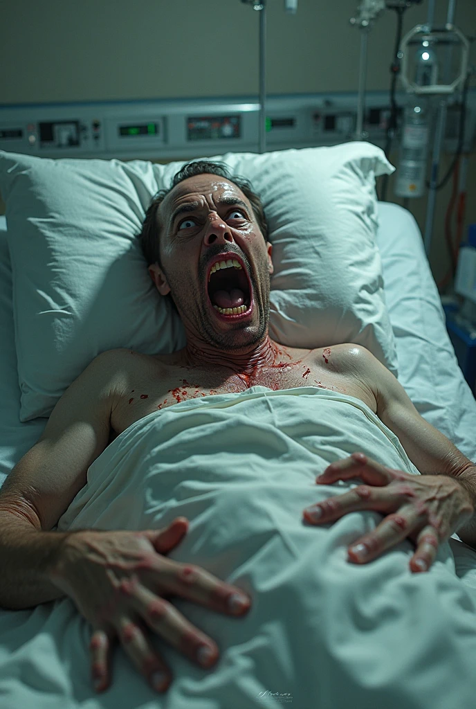 une personne en train de mourir ou juste avat d'être morte, L'image gives a feeling of fear