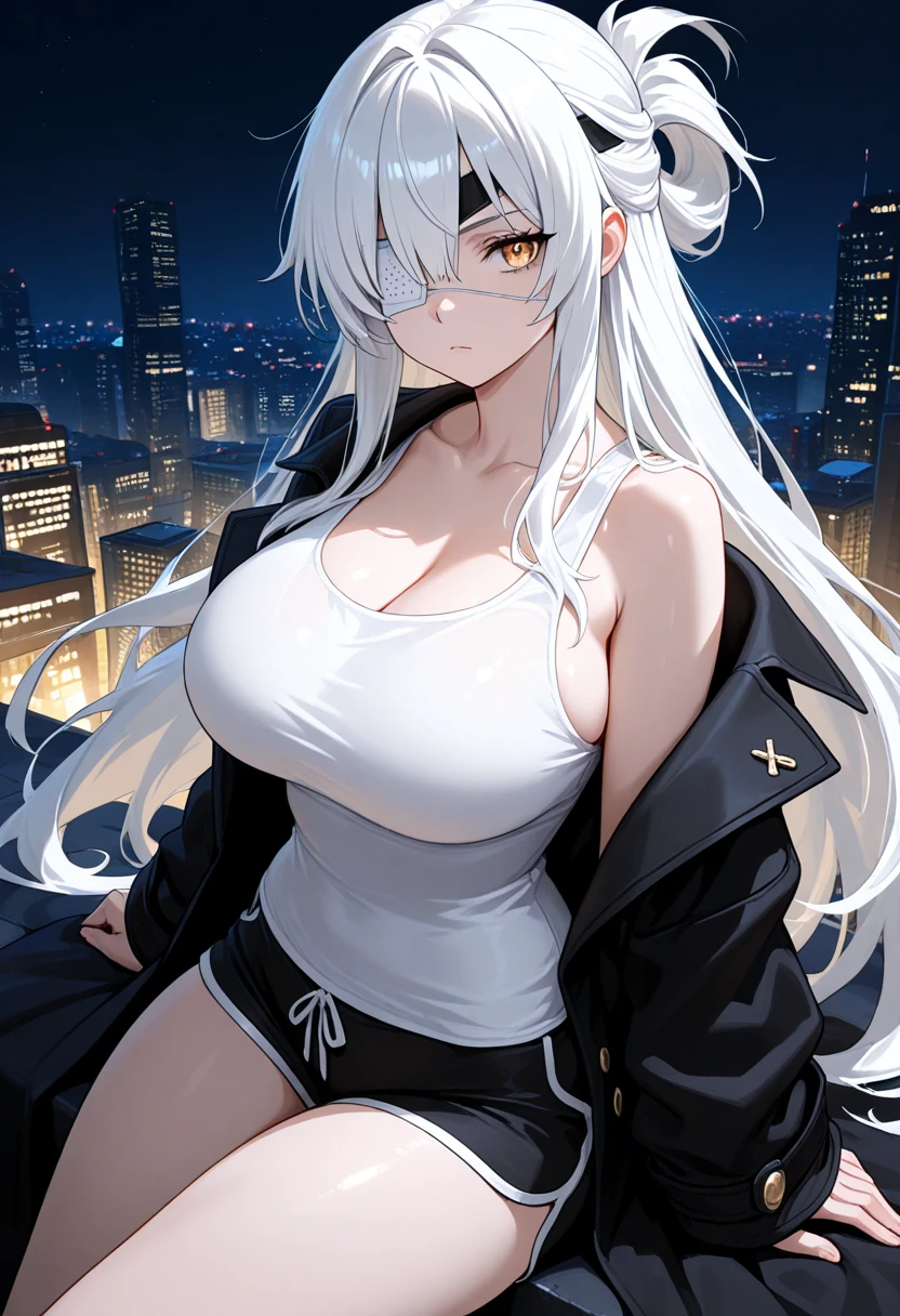1girl, {Solitary}, Upper Body ,{{ {Watching at viewer}}}, Arms at your sides, Concept Art, white Background, simple Background, White hair, Silver gradient hair , Composite cloth, Asymmetrical clothes, Virtual YouTuber, best quality, masterpiece, Dynamic Angle, guilty gear, guilty gear, guilty gear, cowboy_shooting, Watching_Back, grab, girl,Miss,woman, young,20 years old, Very long hair, Hair Flip, Silver Hair, Flowing hair, Ahog, giggle, Beautiful and delicate golden eyes, teeth, Moderate_breast, Blonde eyes, White skin, hoodie, Black_shorts, Gray clothes, transparent_Background, Backlighting, absurd, high resolution, Extremely detailed,Sweater without pants