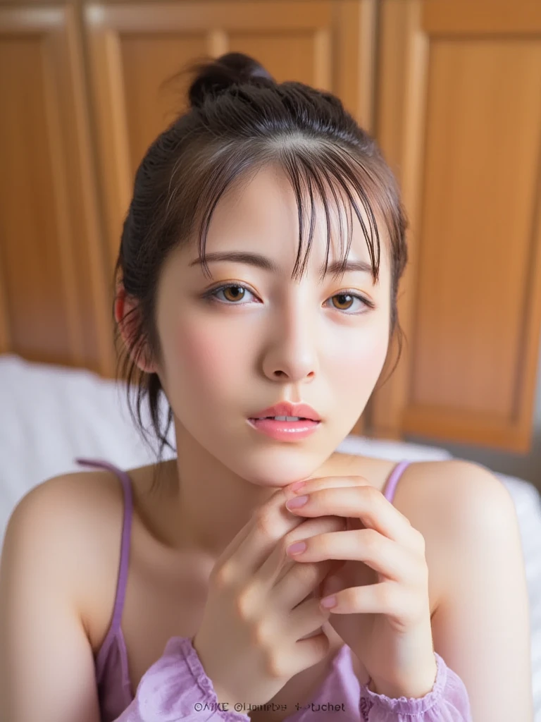masterpiece、1 beautiful girl、 (reality: 1.4), Japanese、Asian Beauty、so beautiful、Beautiful Skin、thin、(A little embarrassed)、 Platinum Earrings, Platinum Necklace、(超reality的な)、(High resolution)、(8k)、(Very detailed)、(Fine and beautiful eyes)、(Very detailedな)、Big eyes、Brown eyes、Long eyelashes、Detailed face、Gloss Lip,Bright lighting、Professional Lighting、Looking at the camera、Serious expression、Look straight ahead、Brown Hair、Updo、Nogizaka Idol、actress、20-year-old、Medium Breast、(lying on back, athletic, competition swimsuit, full body shot:1.1)、((erotic,Sexy and sexually explicit))、Cleavage cutout、Baby Face、Moist and realistic skin texture、Moisturized lips、Natural Shadows、(Legs wide open)Browsing Caution,