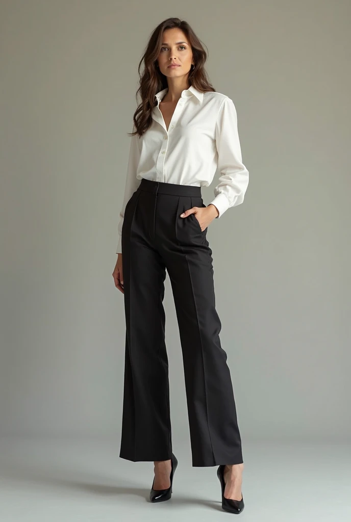 Create an 18-year-old Asian female entrepreneur standing confidently, embodying a sense of security. She has a cute, wide smile, and is dressed in a slightly revealing business suit. The image should be a full-body shot, showing her youthful and successful appearance, wearing high heels