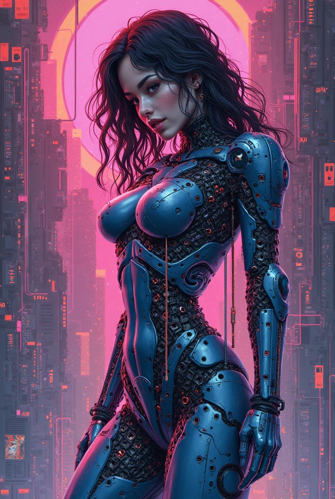 Stunningly beautiful cyberpunk woman on top, full body shot, unreal engine, 3D rendering, extremely detailed, volumetric lighting, 8k, high resolution, polished