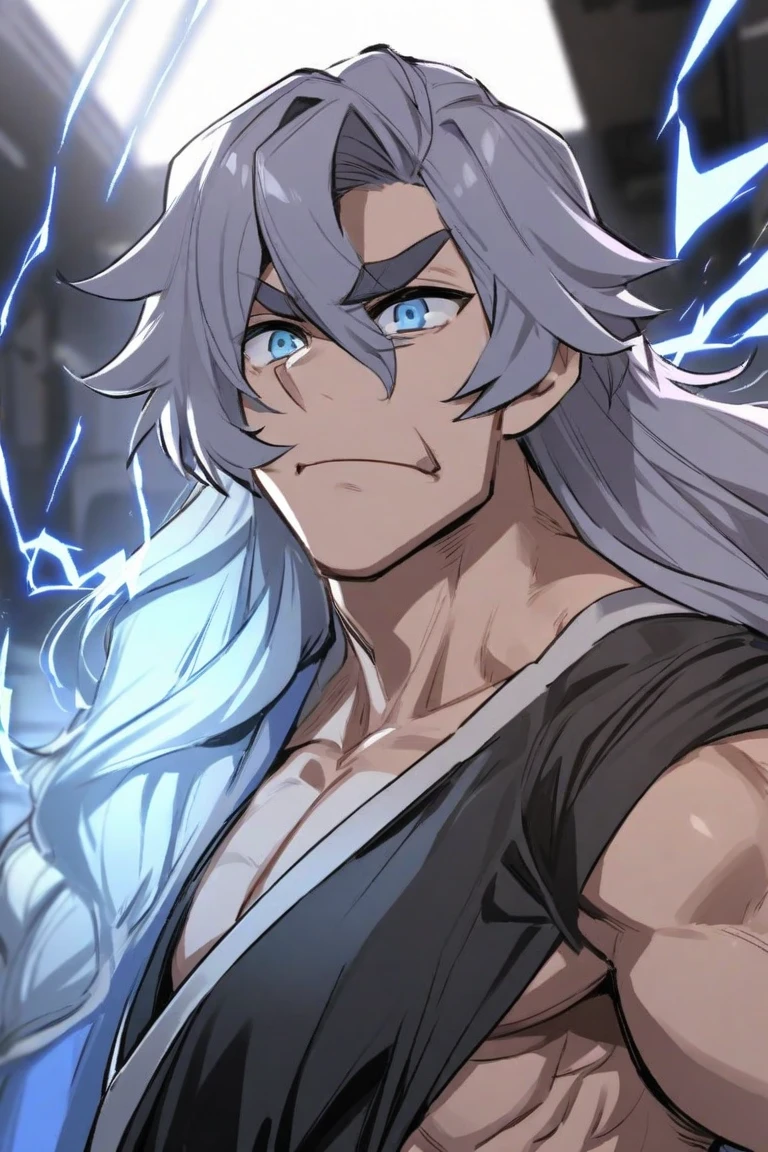 (Absurd, High resolution, Super detailed), 1 male, Adult, good looking, Tall and muscular man, Broad shoulders, Detailed drawn eyes, Very long hair,In a mystical cave, Casting a spell, Night, Central composition, Low angle shot, Eerie glow, Character's hands, Smooth, Mysterious, anime style, attractive anime, pixiv fan art