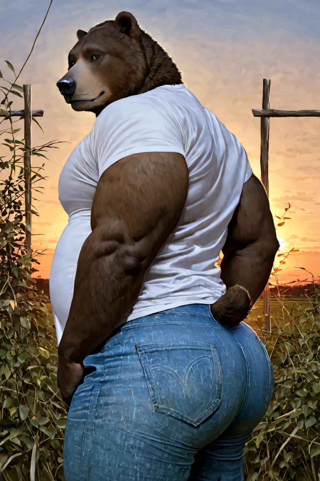 ((centaur)), yossan, One person, (male), Glasses、beard、obesity、shirt, field