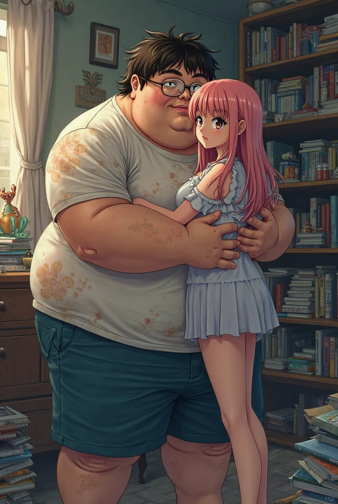 Browsing Caution:1.5,Ashido Mina、sorry、I am brunette.,Mischievous Smile、 Eyes Wide Open、Bodysuits, Big Lips, outside, Curvy、((One obese man, Obese man grabbing his girlfriend's breasts from behind:1.5))、Overflowing sexual fluid