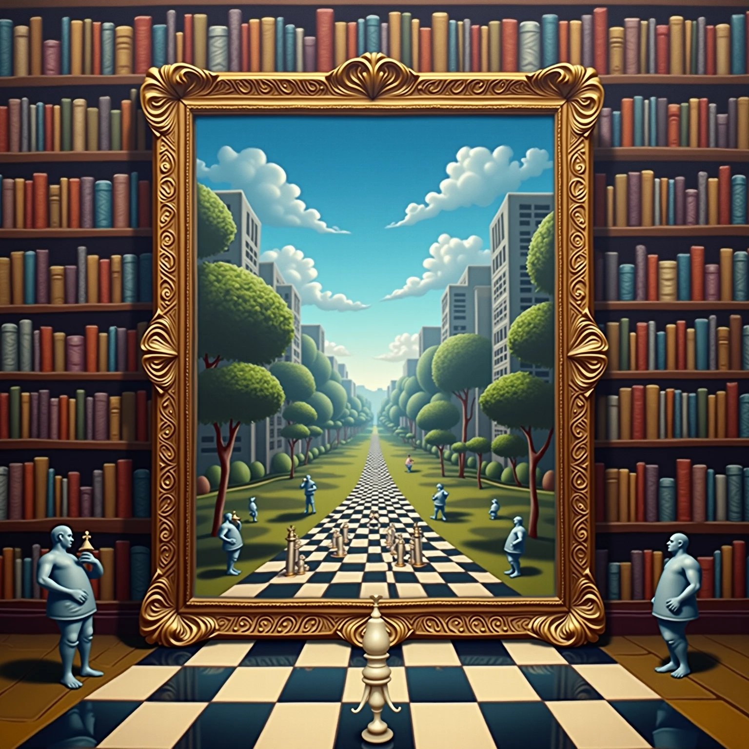 pintura de um homem sentado em uma escada com um homem parado na porta, illusion surreal art, pintura surreal, arte sombria surreal, arte surreal sombria, surreal oil painting, arte surrealista emocional, existencialismo surreal, pintura surrealista, a pintura surrealista, surreal oil on canvas, pintura surrealista, Surrealismo assustador, arte surrealista, Surrealismo sombrio