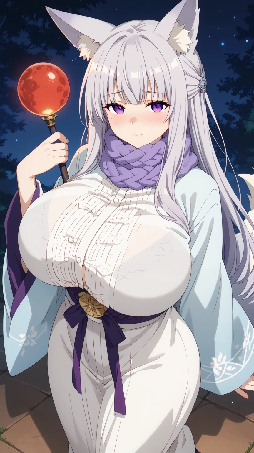 score_9, score_8_up, source_アニメ,アニメ style,Silver Hair,Center-parted bangs,long hair,Big Breasts,Eyes closed,smile,Fox ears,Big Tits,cool eye,((1girl)),shiny skin,Heavy breathing,Lewd,Heavy breathing,Idol,High heels
