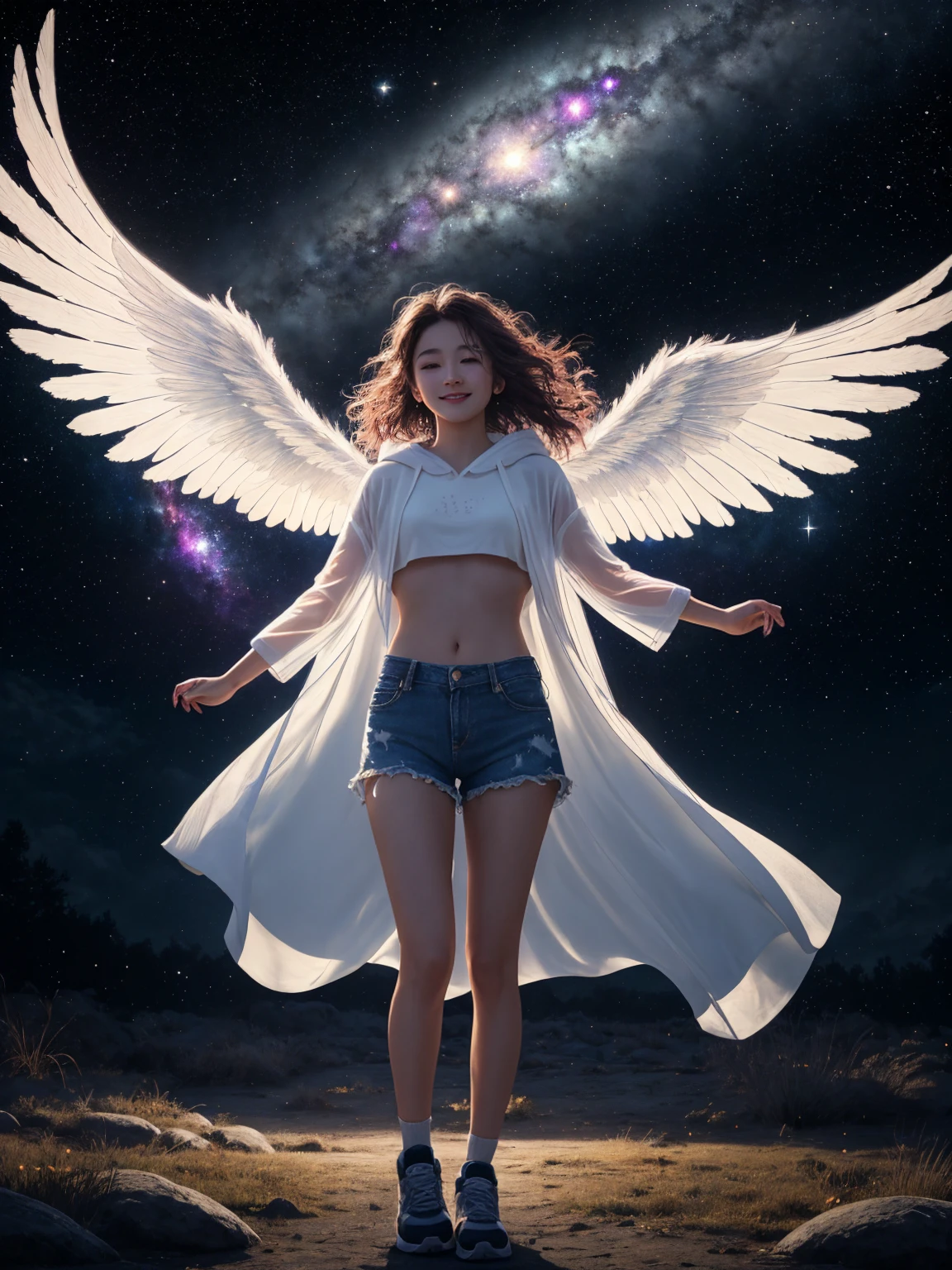 ((ExtremelyDetailed ( KAWAII Girl flying:1.37) in WHITE at Dusk Enoshima Beach)), (masterpiece 8K TopQuality) (ProfessionalPhoto:1.37), {(Standing Full Body:1.2)|(from below:1.2)}, Different types of hair colors, {(White skinny(School Swimwear))|(SchoolUniform with WhiteSkinny LowRise shorts)}, {Detailed Childish hand|Hidden hand|Armpit|Different types of breasts of various sizes from HUGE to FLAT|(Clearly Visible the shape of Butt)}, Joyful Expressions LifeLike Rendering, PerfectLighting, Dazzling Horizon, (Starry IridescentParticles) ColorfulClouds