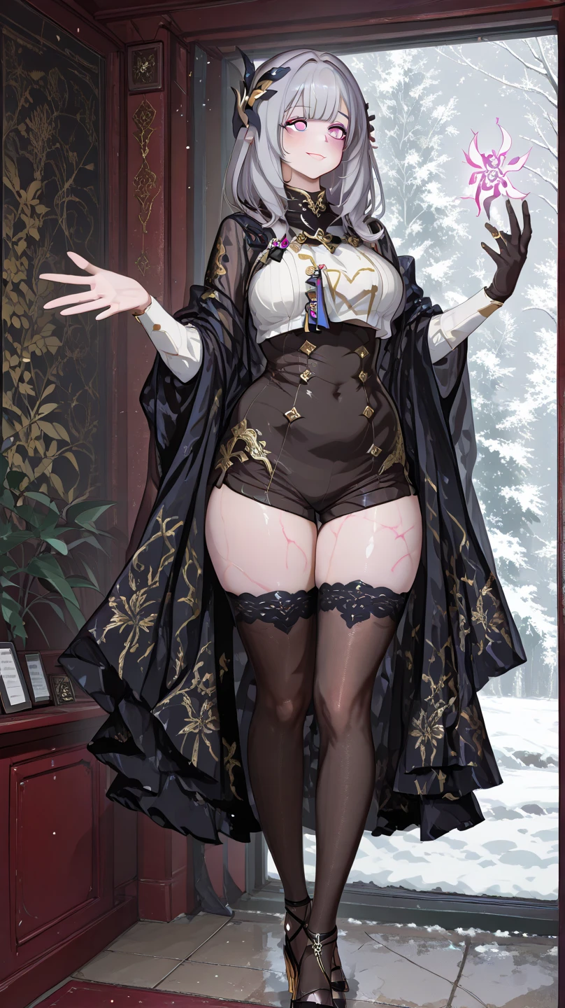 (8K,RAW photos, best qualtiy, tmasterpiece:1.2),(realisticlying, photograph realistic:1.4),Hide your face with sadness,
Lolita costume,Lace, Aerith Gainsborough, The upper part of the body,upper legs,Lace, undergarments,exposed bare shoulders, do lado de fora, (outside,Covered with snow,cloaks,) high high quality, Adobe Lightroom, highdetailskin, looking at viewert,