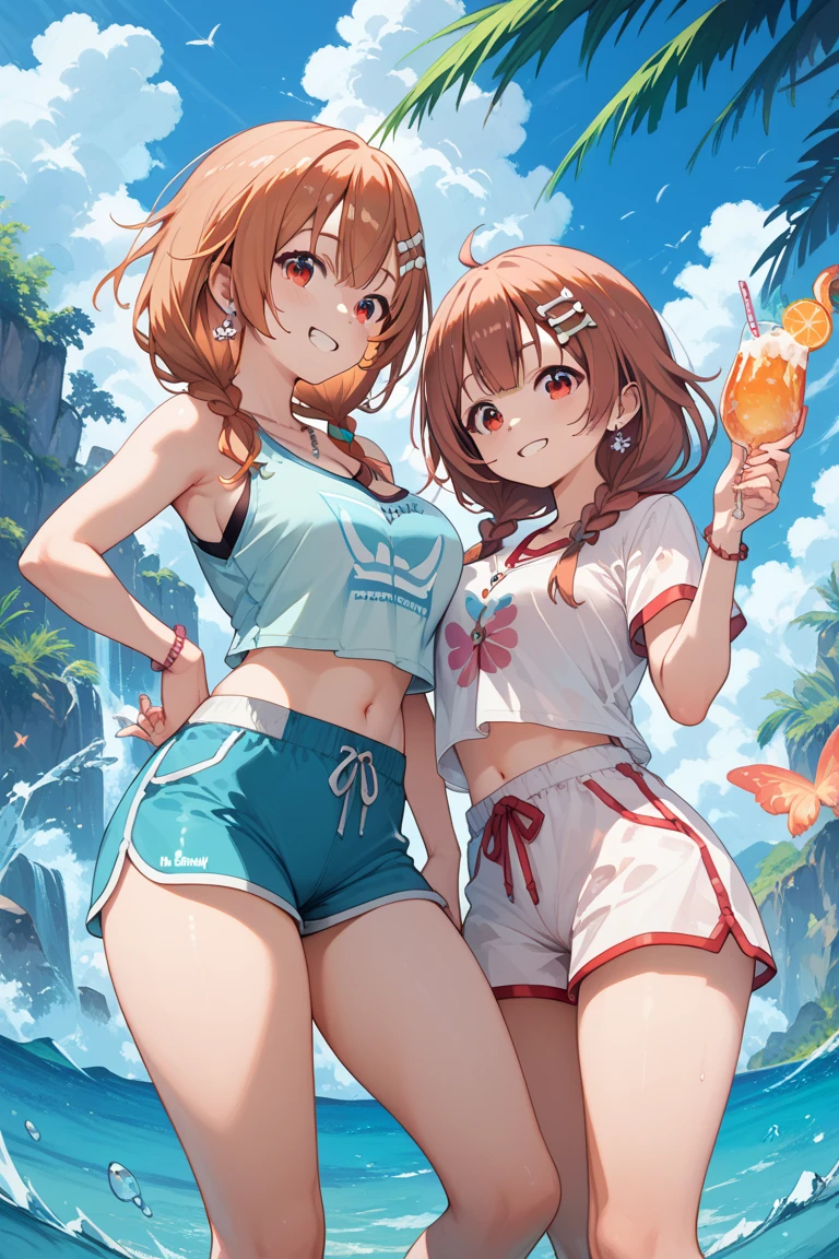 Loli, bikini, barefoot, flat chest, urinary incontinence, urine,, blush