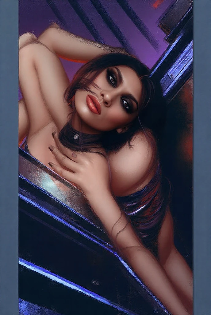 Very Realistic, well detailed, 50 years old woman, beautiful, (highly glossy shiny skin), seductive look, athletic, thick thighs