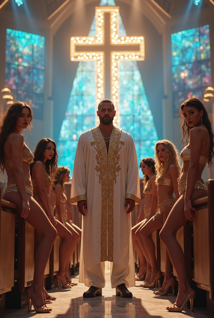 Black man with empire of pregnant white women