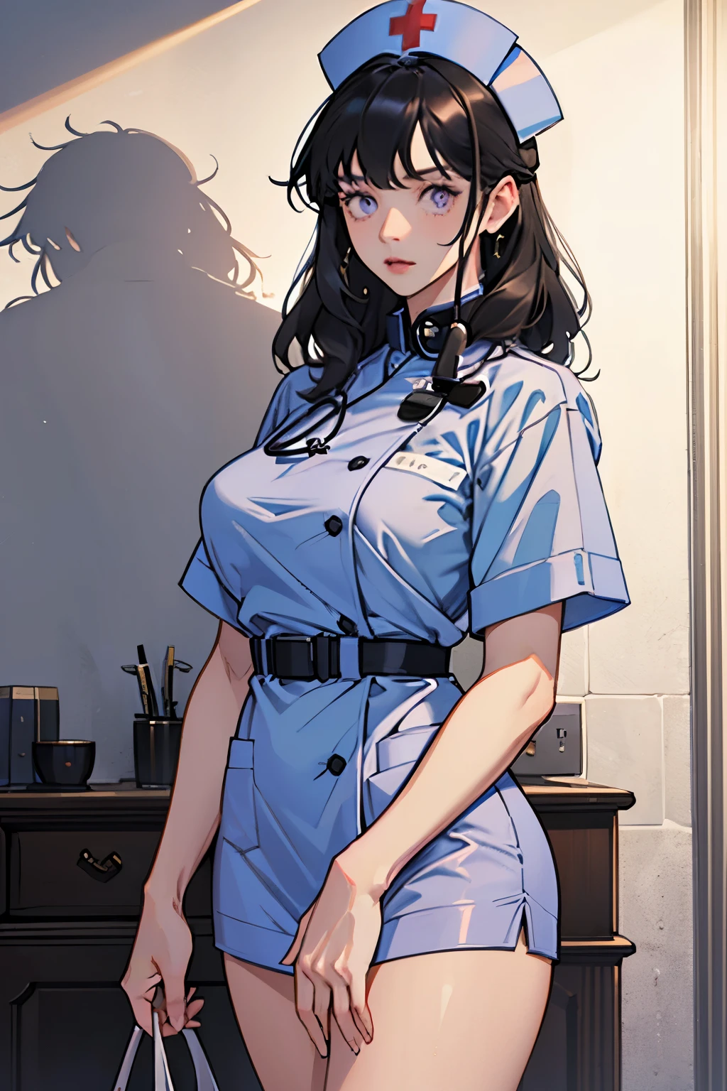 nurse uniform,hospital, latex nurse suit,nurses,busty,elbow gloves,labcoat,dark green hair woman,white eyes , gigantic ,medical instruments,asian nurse,two nurses,speculum,examination room,oversize ,big ass ,strap on, lay on table ,legs spreaded,giving birth,gyno chair , dentist,Milf,latex,green uniform
