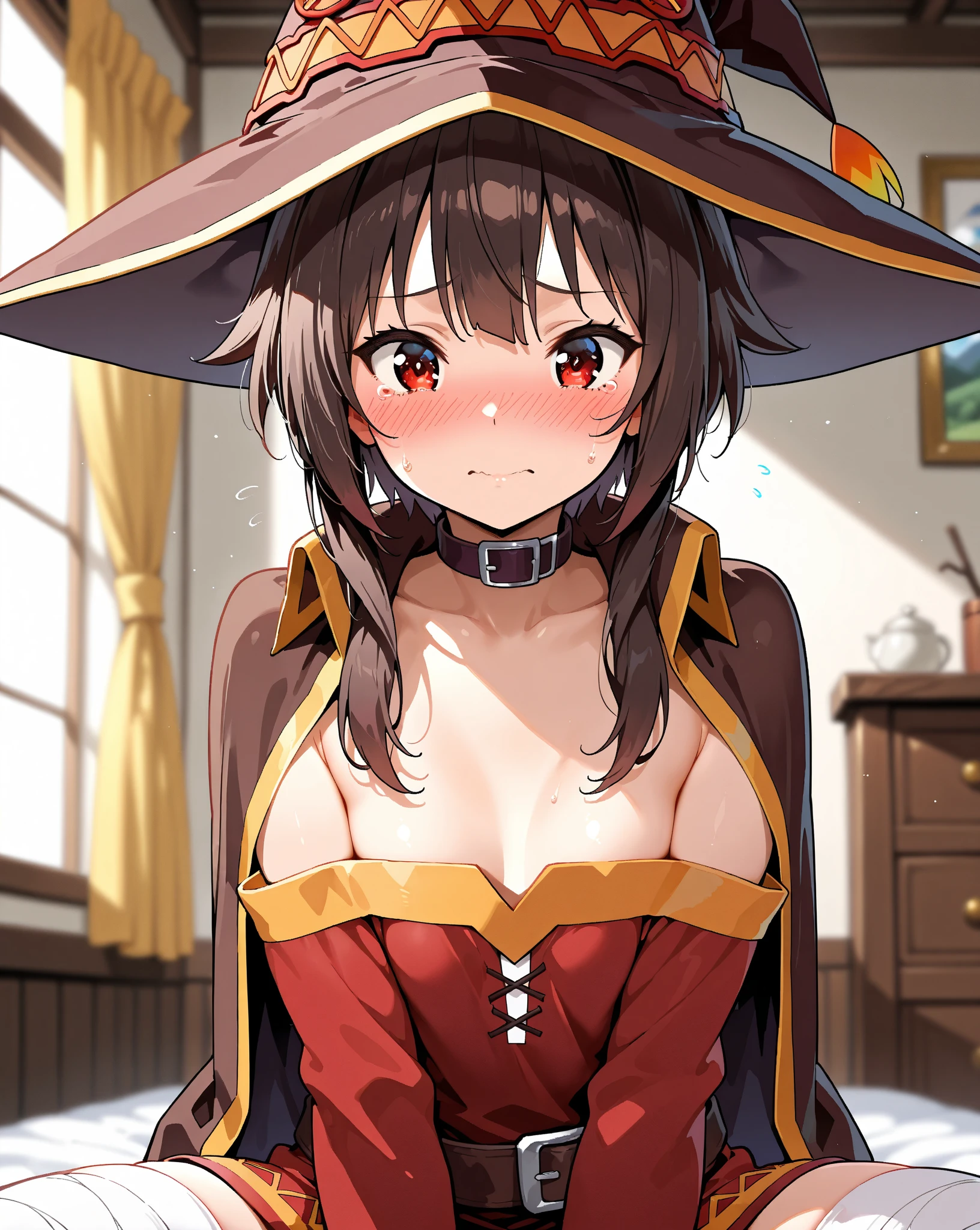 NSFW、Megumin、cute、hat、Wizard's Clothes、、pussy、(e juice)))、(((Sweat)))、hot summer、((Body odor))