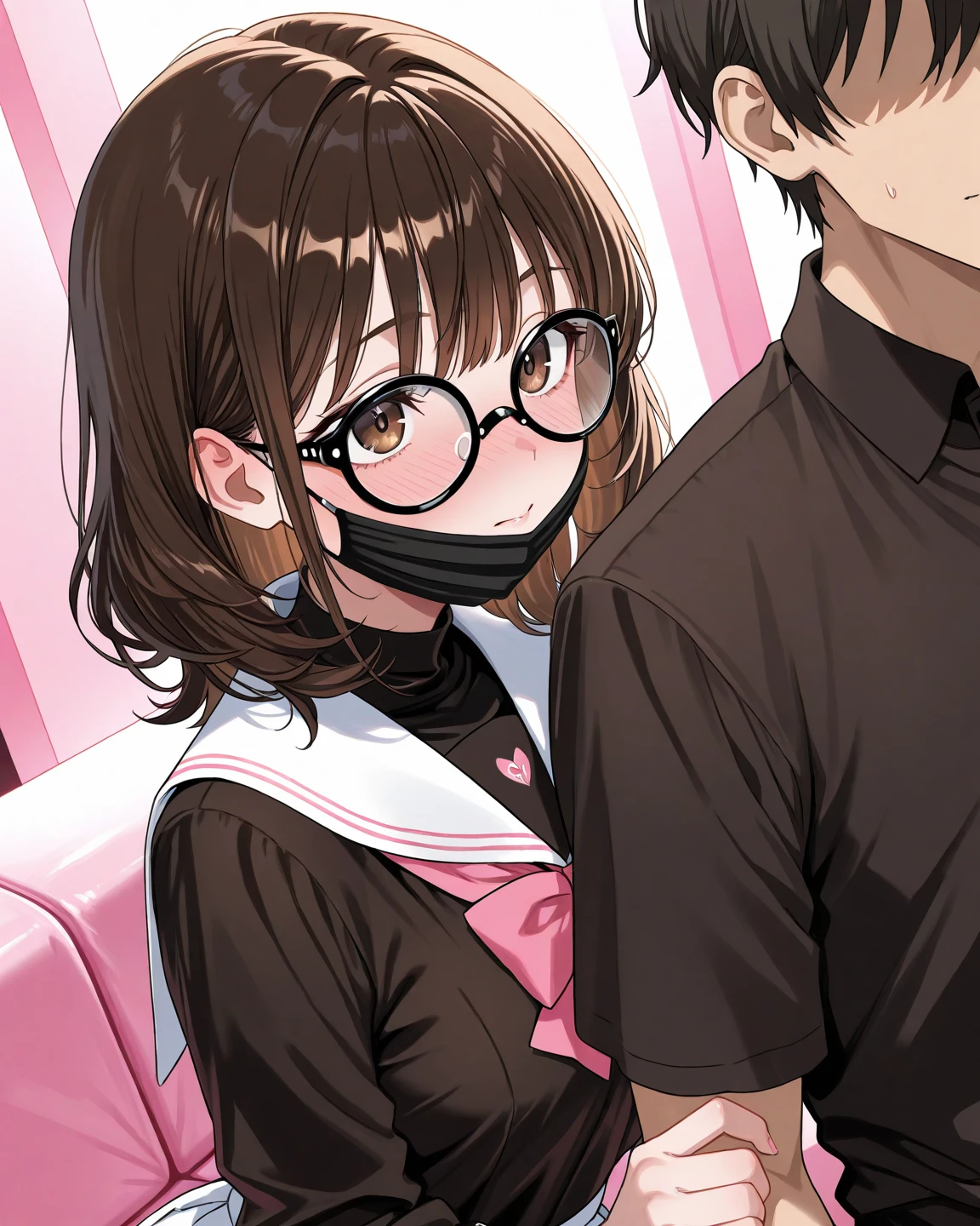 nsfw,uncensored,(highest quality,masterpiece:1.3),disorganized,High resolution,16K, 超High resolution, official art,figure,very detailed,Anime Color,perfect hands, perfect fingers, perfect legs),cawboy shot from front:1.0),cowboy shot,From side,1girl,独奏,idolmaster, (((Ritsuko Akizuki))), (19yo,beautiful girl,cute girl),(((beautiful dark brown eyes))),(beautiful dark brown hair), (((semilong hair))),(ponytails),(wet hair), (wet skin),((glasses:1.5)),(scatter sweat),(steam),(flat chests,midium breasts),OL, Akagi glasses, black suit jacket, Collared jacket, White dress shirt, Collared shirt, Neckline, button, Black pencil skirt, Black Pantyhose,Stiletto heels,((open clothes)),,,((green bra,green panty)),slip,no makeup, sweaty body),(beautiful eyes, shiny eyes), ((big eyes)),(a big smile),(embarrassed),((one eye closed)),(open mouths),((tongue out)),(deep breathing),(blush cheeks),saliva, (pubic brown hair:1.5), BSP, pussy juice dripping, (sex,doggy style),(tall man:1.2), (penis:1.2), (girl hold a penis:1.4), hetero, (cum out:1.2), looking at penis, indoor, 1girl have kneeling,office,night time,(bitch),(Commemorative photo:1.5),(spoken heart:1.7),(peace sign:1.5),(look at viewer),(IDcard:1.5),