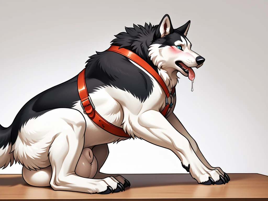 Feral, furry, panting, bernese mountain dog, detailed legs, , 1 tongue, 1 pussy , 1 anus, , detached 1 tail, , after orgasm, vivid colors, realistic pussy, white background, cum in ass, cum on floor, cum on pussy , realistic pussy