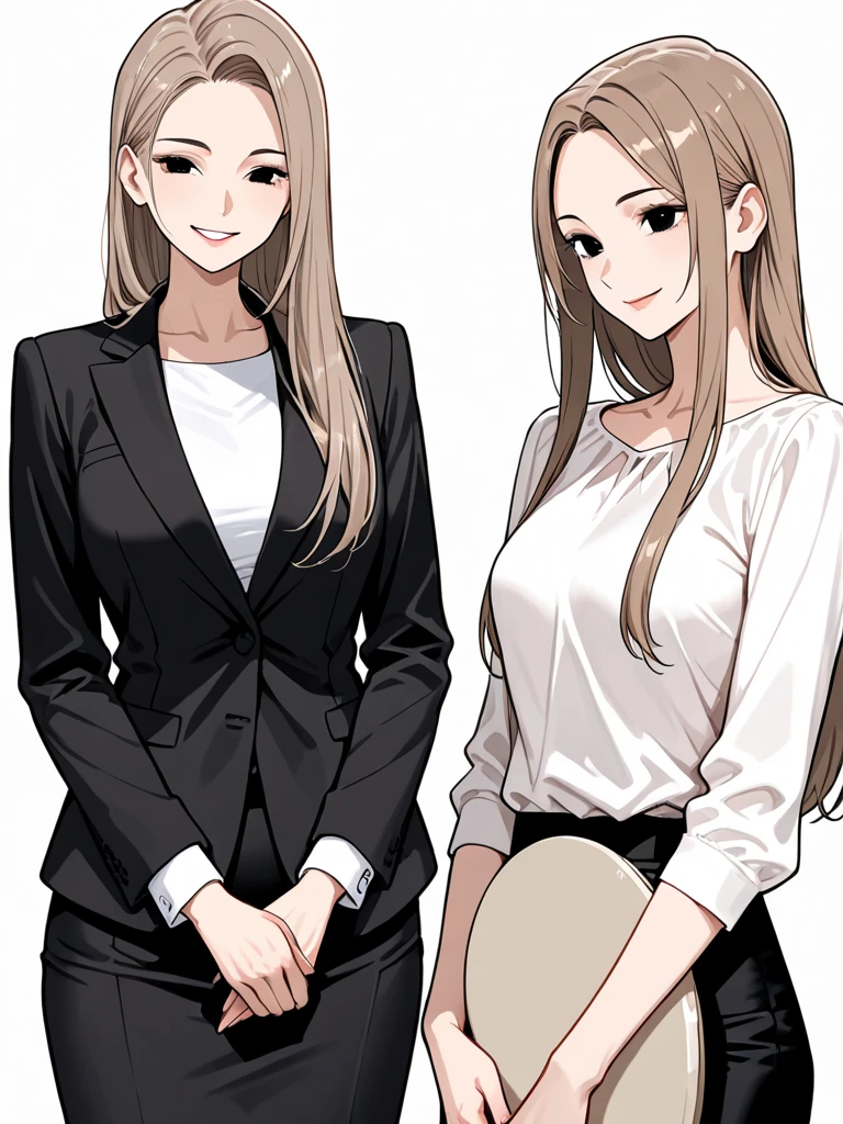 ((Masterpiece, Highest quality)), Detailed face, CharacterDesignSheet,full bodyesbian, perfectly proportions,Full of details, Multiple poses and expressions, Highly detailed, Depth, Many parts,Beautiful teenage girl,Suits,lacepantyhose,Light pink pupils,epic exquisite character art,Natural light