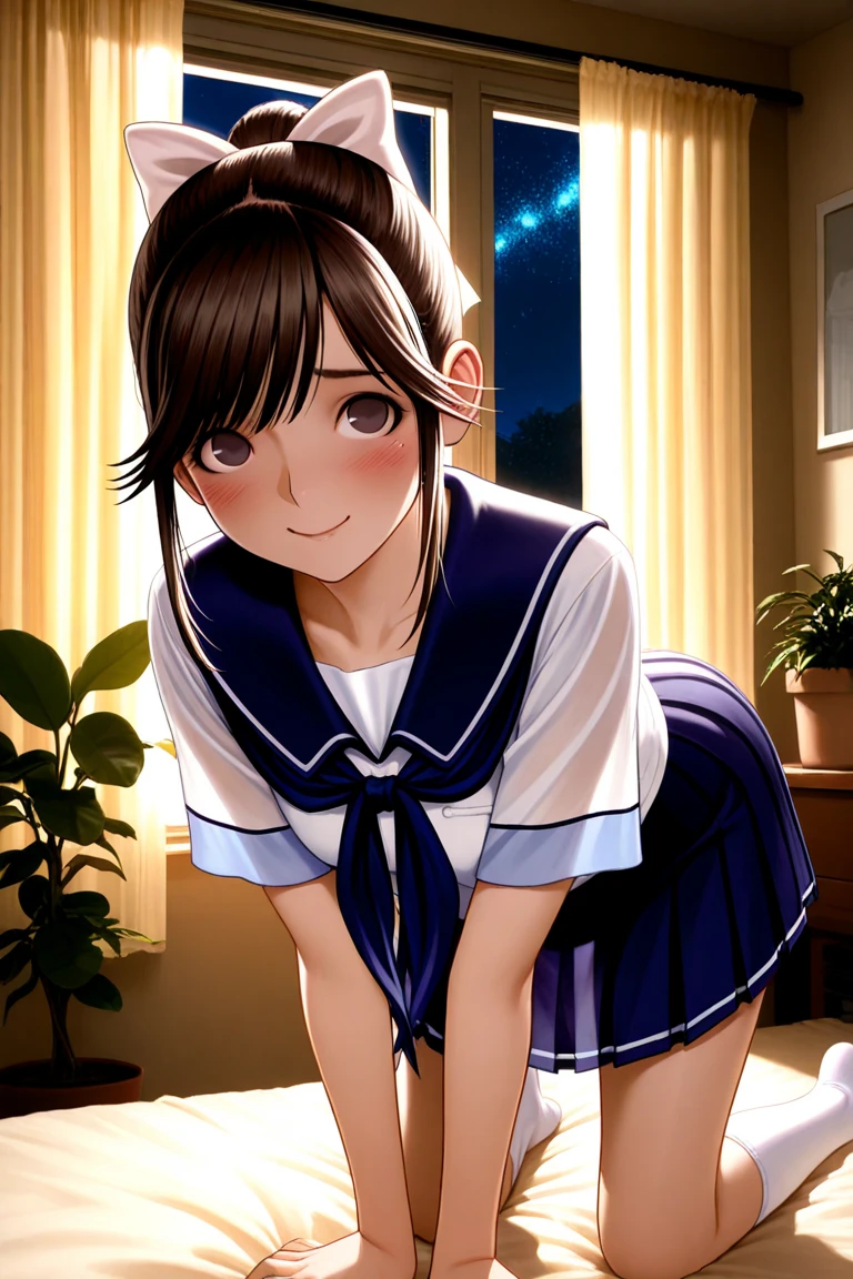 Anal sex with a girl、An elementary school girl inserts her super erect futanari penis into a high school girl&#39;s anal hole、Back view