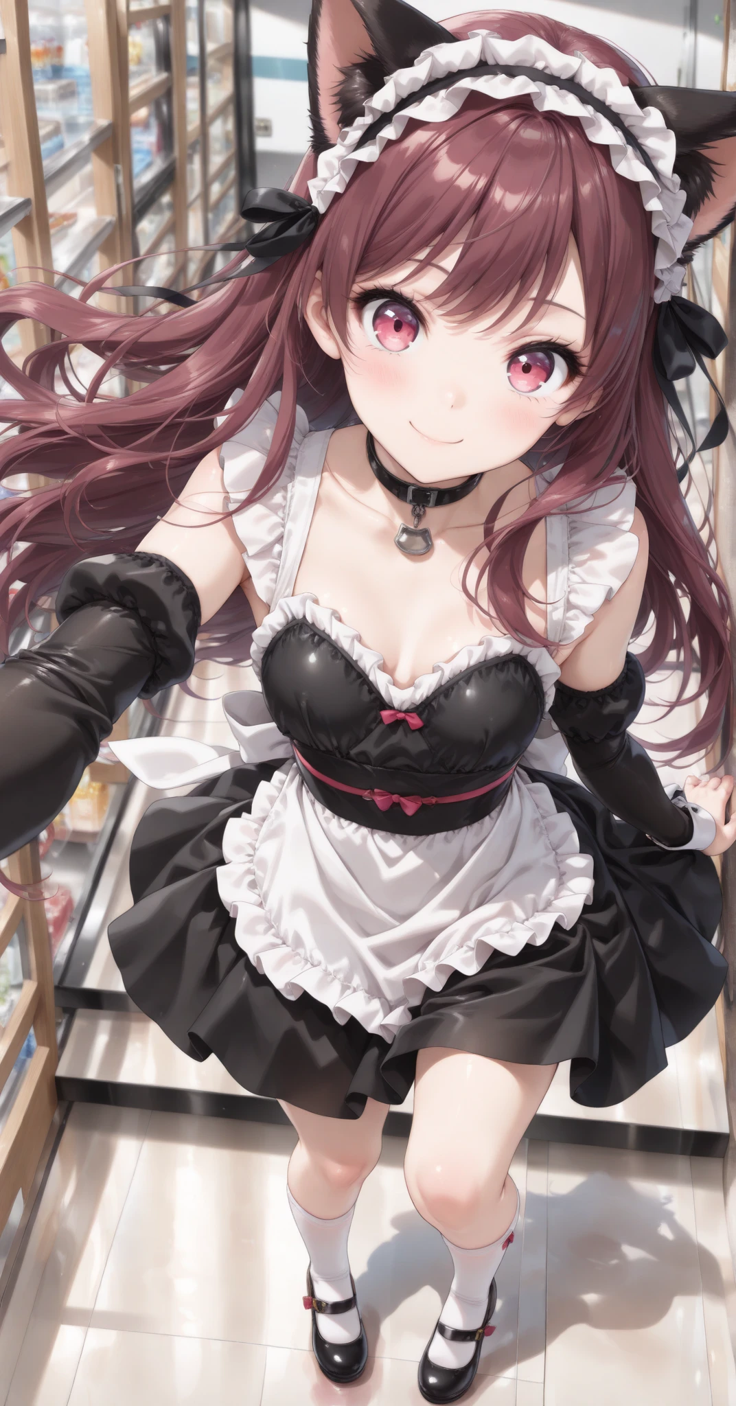 ((32k)), ((best quality)), ((ultra high res)), ((HDR)), ((UHD)), ((extremely detailed CG)), ((unity 32k wallpaper)), (1girl), ((14 years old)), solo, long hair, (breasts), looking at viewer, blush, smile, bangs, thighhighs, bow, holding, cleavage, jewelry, (pink bikini), (medium breasts), closed mouth, standing, swimsuit, (pink hair), short sleeves, bikini, ((cowboy shot)), earrings, frills, food, black thighhighs, indoors, bowtie, apron, cup, puffy short sleeves, wrist cuffs, grey eyes, thigh strap, detached collar, side-tie bikini bottom, thigh gap, table, single thighhigh, waist apron, white apron, plate, tray, teacup, cake, frilled apron, bridal garter, holding tray, cake slice, (night), 
