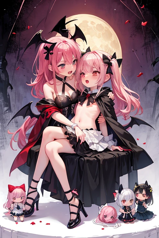 His chest was covered in blood、Anime girl with blood dripping from her chest, Gothic girl anime girl, gapmoe Yandere grimdark, Devil anime girl, Shadiya Bradfron, Bad guy anime 8k, Yandere intricate, portrait gapmoe Yandere grimdark, Vampire Girl, bloody + Concept Art, Yandere, Anime style 4k, Detailed digital anime art,Devil Wings,Batwing