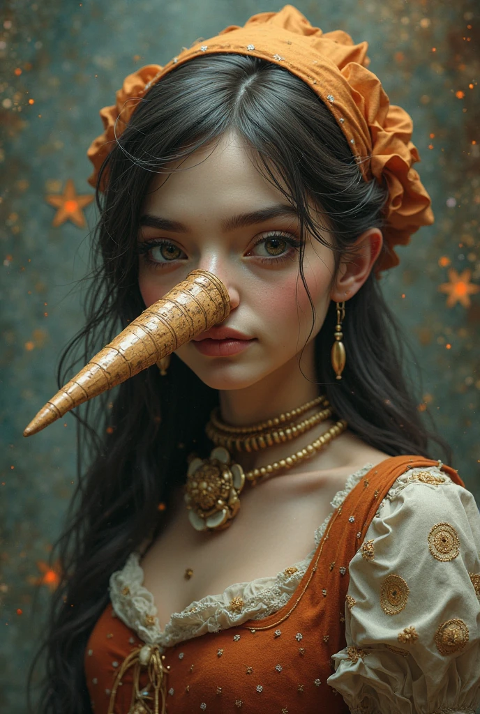 masterpice, 1600s, it's dark, fall weather, night time, a very pal, white, skinny, arm of a woman, holds a slimy slug, above, a boy's, face, that is sleeping.