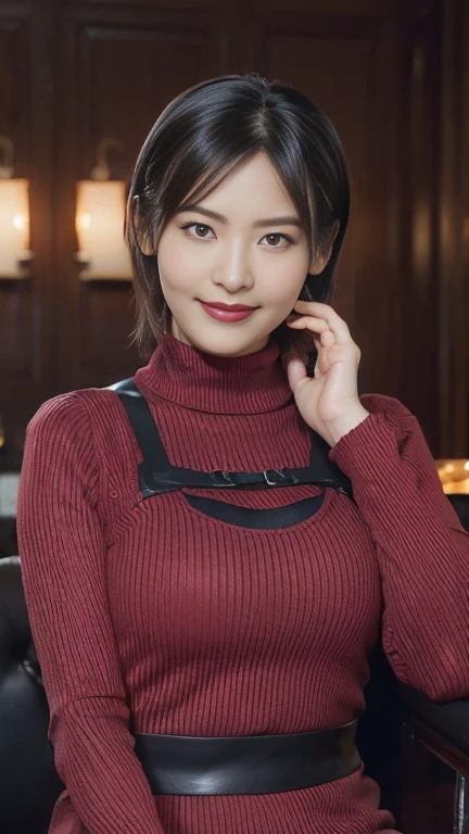 Ultra-realistic), (An illustration), (High resolution), (8k), (Very detailed), (最高のAn illustration),(Raw photo, Best Quality), (Realism, Photorealistic:1.4), Mastepiece, Very delicate and beautiful, Extremely detailed, 2k wallpaper, amazing, Fine details, Very detailedなCGユニティ8kの壁紙, Super detailed, High resolution, Beautiful detailed girl, Very detailedな目と顔, Beautiful detailed nose, Beautiful detailed eyes,Cinematic Lighting,Perfect Anatomy,Perfect promotion,(A shy smile, Beautiful Face), ((Perfect Legs, Perfect legs, Perfect hands, Perfect hands指, Perfect Arms, A shy smile, The mouth is perfect)), Looking straight at the camera, Bangs and ear bangs、necklace、 (((Cute Japanese girl wearing black shorts)))、 (((A beautiful 20 year old Japanese girl wearing a red sleeveless sweater))), (((H cup big breasts)))、(((Bursting Busty!!!!!!!!!))) (((Huge boobs!!!!)))、((Huge breasts))、(((Attractive big breasts!!!!!!))), ((((Full body writing)))),  ((((Hair Bun)))),  ((Solo Photo)),  ((Black Hair)), ((((Beautiful smile)))), (Slender body), ((Standing indoors in a seductive pose)),  ((Emphasis on cleavage))