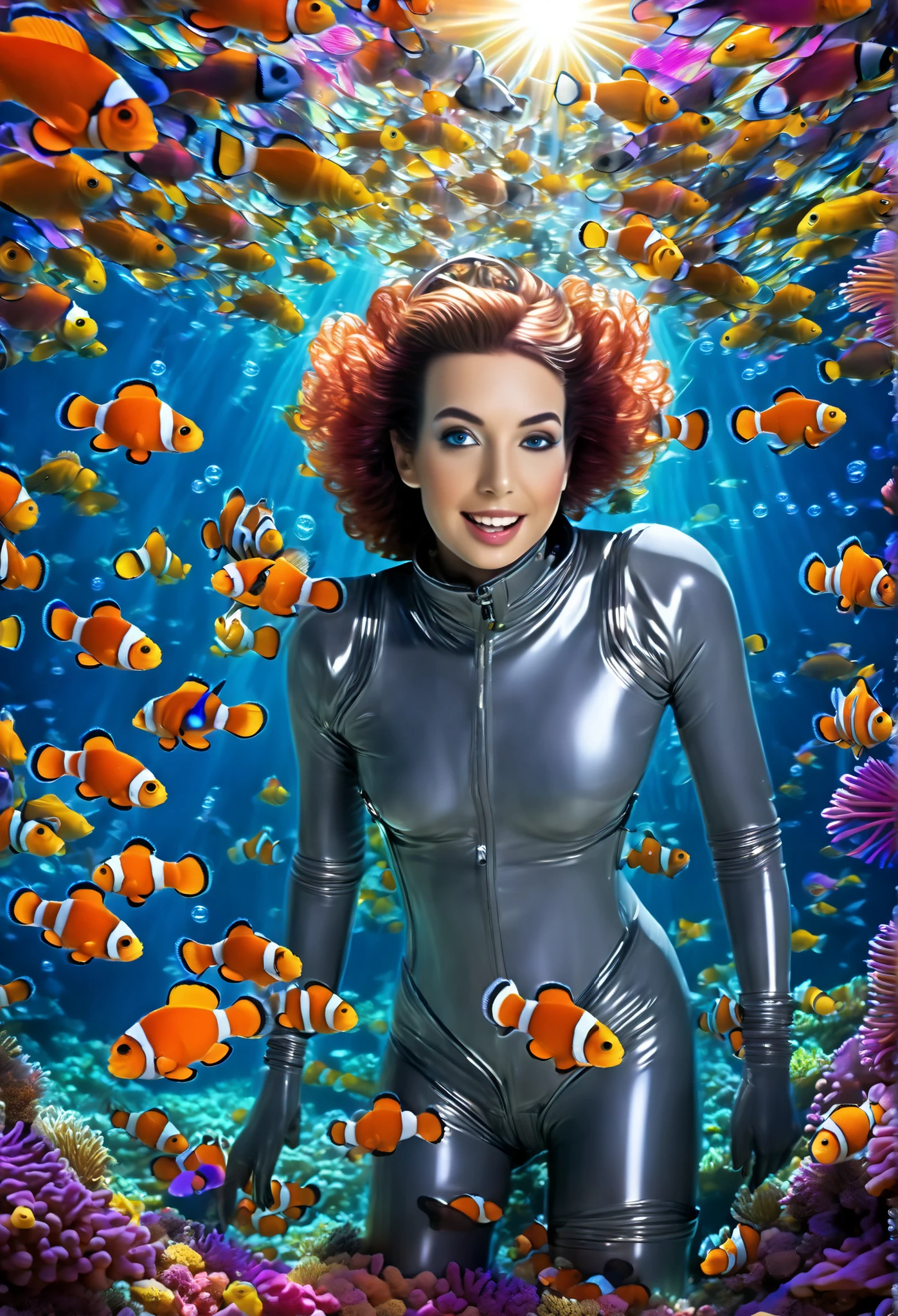 1 woman, [on all fours:swimming:8] under water, blowing bubbles, wearing (shiny:1.7) wetsuit, (toned:1.4) body, tiny tight ass, (thin:1.4) waist, colorful fishes, coral reef, (low-angle shot:0.5),
<lora:breastsizeslideroffset:1.0> <lora:add_detail:0.0> <lora:weight_slider_v2:-0.2> <lora:breasts_squeezed_together_v0.2:0.0>