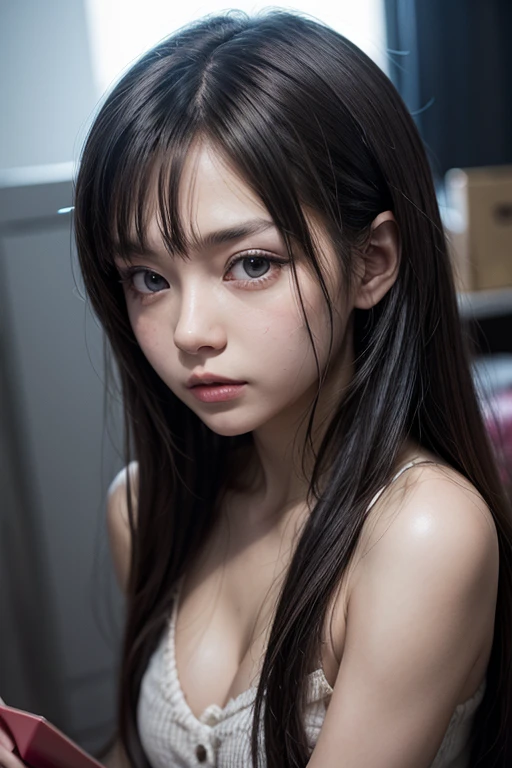 ((top-quality、Drawn details),stand horizontally:1.5),（オールfullnude:1.8),(Photographed from the side:1 4),(looking back sad face:1.5),（fullnude:1.8),(Best Quality:1.2), 8K, 15yo student, 85 mm, Official art, Raw photo, absurderes、Pretty Face, (Close up of beautiful breasts), Upper body, , gardeniass, (a beautiful slender girl:1.4),(close up of beautiful little butt), (Small Slender,(Small butt） , Looking at Viewer, No makeup, (Teary face:0.4), (pale cheeks:0.4), (Embarrassed face:1.4)、(Faces with misaligned perspectives:1.4), (Face that gave up:1.2), (Sad face:1.2)Film grain, chromatic abberation, Sharp Focus, face lights, (Very very dark space:1.2),(Closeup of gray wall in dark space 1.1),(No light 1.1) 、 Detailed face, Clear background,（fullnude:1.4), Detailed, is crying、 japanse, small brest,