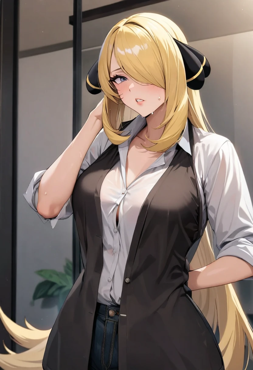 (tmasterpiece,A high resolution,best qualtiy:1.2),8K,highly detailed,复杂,rich colourful,vibrant image,Clear focus,cinematic ligh) blond hairbl,long whitr hair,Green eyes,body builder (Wear black business attire,black_Collared shirt cropped jacket,tiese,tiese,Black frilled skirt,a garter belt,Leather belt) (Large, Perfect round breasts,Hourglass body,Big breasts Thin waist,Very thin waist, photograph realistic,(hyper realisitc:1)big breasts beautiful, tmasterpiece,Best quality at best,extremelydetailedface,s the perfect face,beauitful face,Perfect lighting,Detailed eye makeup,Details of the face,Nice detail eyes,pretty hand,perfect hand,glowing light eyes(realistic pupil,Realistic iris:1)Heavy eye makeup,(empty Casino)(Posing dynamically)High ponytail