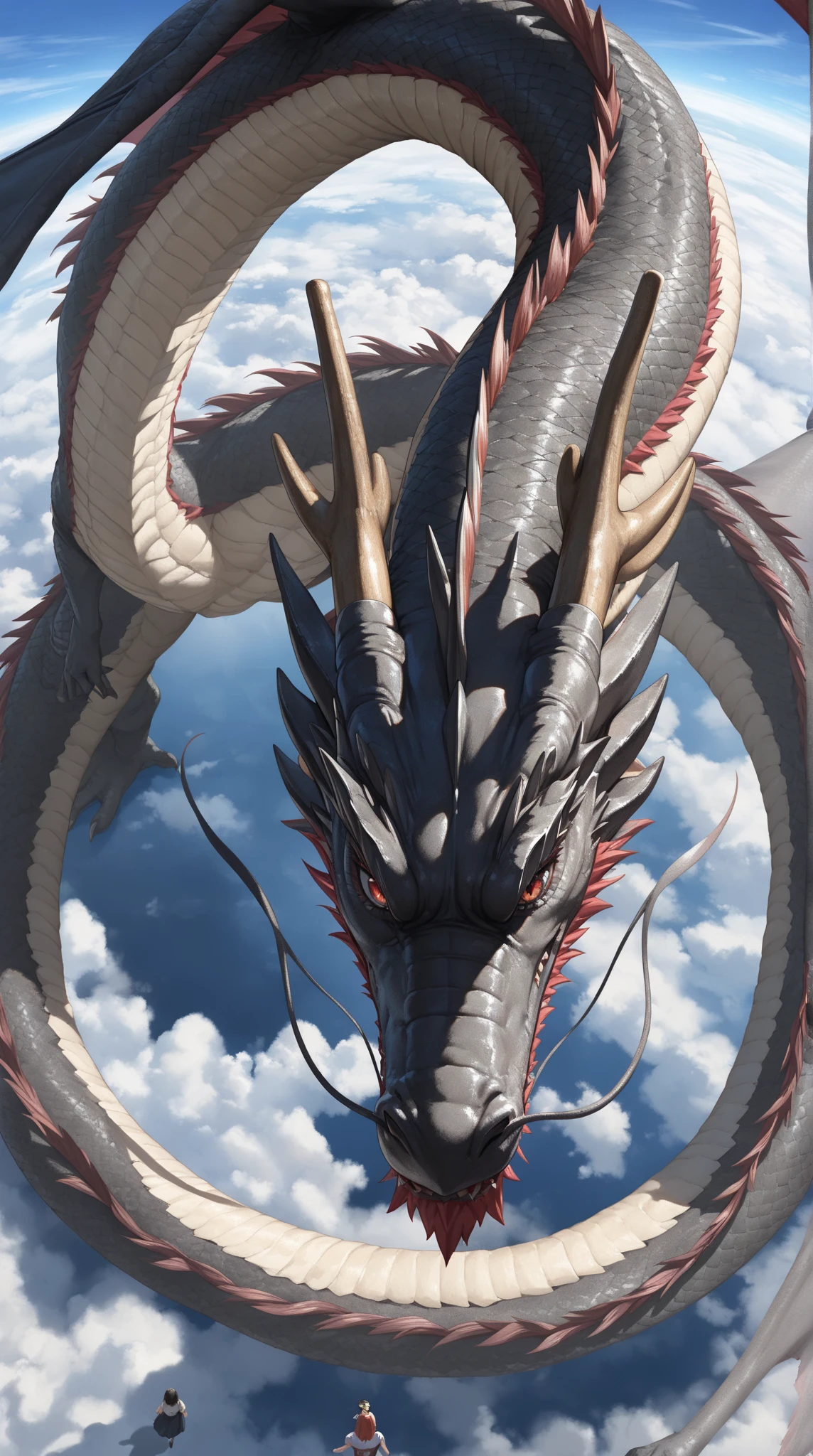 (tmasterpiece), (Best quality at best), Cinematic quality，Rendered by Octane，Ultra-detailed details，Cloud dragon composed of white clouds，Huge Chinese dragon，Slender dragon body，body of revolution，Dragon tail，Dragon's Horn，dragon claw，