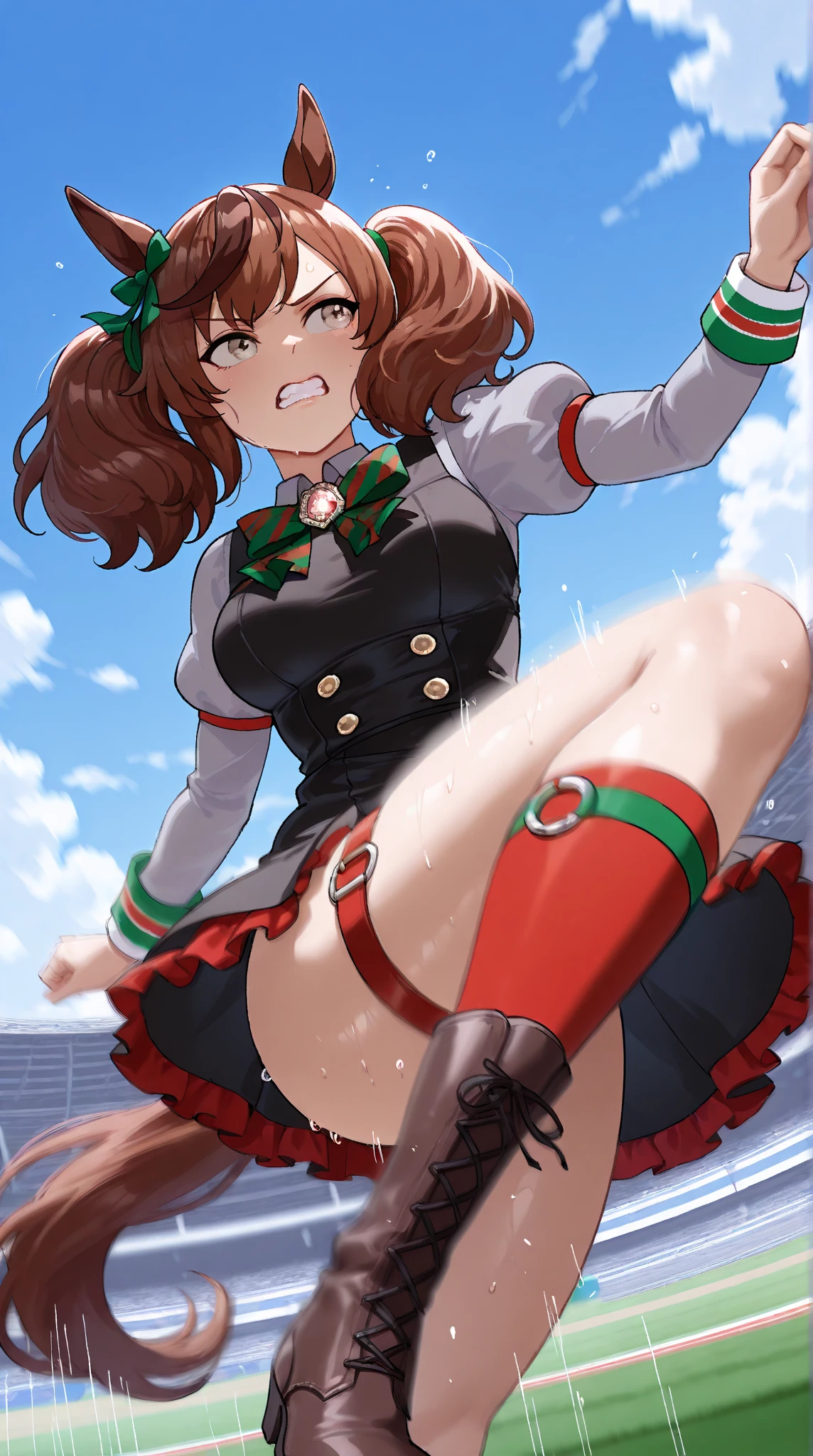 NSFW, (masterpiece, top quality, best quality, highly detailed:1.6), anatomically correct,(Santa Claus:2.5),(midnight street:2), (standing:2.5),(leaning forward, hands between legs:2), (Touching crotch, holding crotch:3), (close knees, pee running down legs:2.5), (((clutching crotch))), (full body), wide shot, long shot, strong facial expression, (sharp eye:1.2), (scowl:1.1), (embarrassed,blush:1.3), (steam:2.9), (Wet:1.1), (sweat:1.1), (trembling:2.3), (open mouth, wavy mouth:1.4),(drooling:2.2), (clenched teeth:1.7),(tears:3), (half open eyes:3.9), (one eye closed, Wink:2.1), (feeling weak:1.5), (bravery crying, sobbing:1.5), (shoot from front, looking at viewer:1.2), colorful, ((indoor)), (Ponytail, very long hair, Dark brown hair, Extra long hair:1.5), (Round Glasses:0.3),(high-heels:1.5), (woman trembling with sexual climax), urination, piss, peeing self, A lot of pee, large breasts, (((pee stream))), (pee puddle), pee stain, peeing, blush, embarrassed, Are crying, Yellow pee, ((leaking pee)), Shaking one's shoulders, Breaking a sweat on forehead, Wetting self, puddle of pee, Pee at your feet, Pee spread on the floor, Pee stains, Dripping pee between my legs, Feet Wet from pee, Pee-covered feet, Pee at your feet, want to pee, about to pee, Full bladder, Pee-soaked high-heels, Pee-soaked socks, The limit of holding in pee, A big pee, Pleasant pee, a big puddle of urine at my feet, can't stand it and urinate, can't stand peeing, Non-stop peeing, Unstoppable peeing, panty Wet with pee, can't make it to the toilet in time and I pee, A pleasant feeling of urination after holding it in to the limit,Pee-soaked dress, Pee-soaked thighs,Pee-soaked hands, natural makeup,