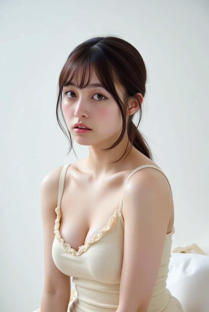 "(highest quality,8K,High resolution,masterpiece:1.2),Super detailed,(realistic,photorealistic,photo-realistic:1.37),soft focus,18-year-old,beautiful and detailed face,Detail view,renaissance art,delicate artwork,kitchen,kitchen apron,teenage girl,seductive lingerie,Gentle milk dripping onto my chest, Bright colors,studio lighting"