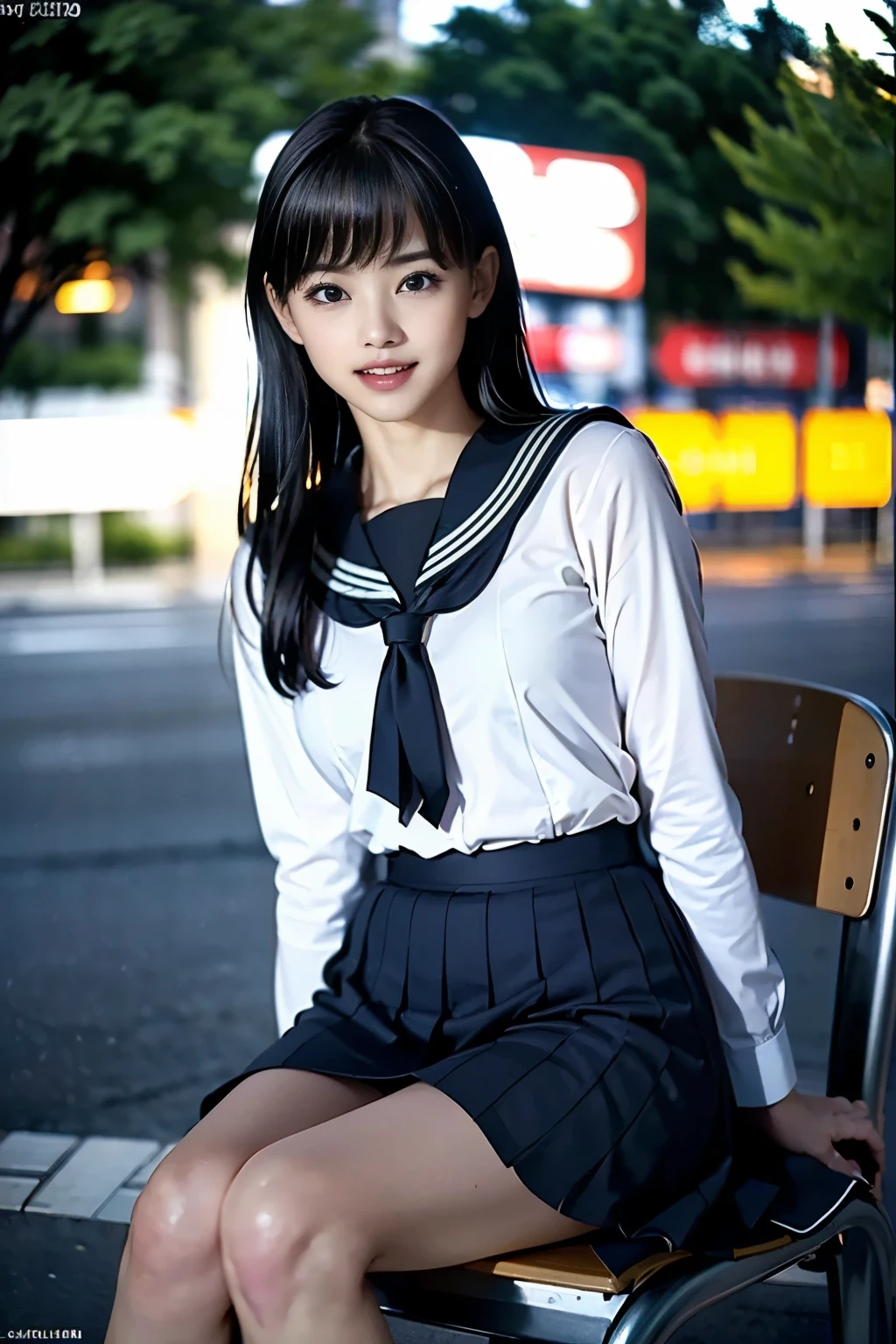 (CRU photo:1.4), (photoRealistic:1.3),(Artwork), Highest quality, Highest quality, Very detailed CG unity 8k wallpaper, Detailed and complex, original,High resolution,
\\
1 girl,Independent,(16 years old),Very detailed_eyeball, foot nail,Medium chest,(eyeliner:0.5),(blush:0.5),Bblack hair,Long Hair,Hair Clip, Staring at the audience,Browsing Caution,
\\
high school,,, Sailor collar,超リアルなpantyhose,school bag,Overskirt, Plaid, Plaid Overskirt,Raise your knees,Sitting,
\\
street, Subway station, Store Boundary, akihabara \(Tokyo\), Shibuya Ward \(Tokyo\), Shinjuku \(Tokyo\),
\\
Beautifully detailed backgrounds,Depth of written boundary,change:0.1,Realistic:1.3,(Zhou Haoguang:1),(Neon Light:0.1),(High resolution:1),(Studio Lighting:1.5),(pantyhose:1.2),Because low,whole body, Show your ass