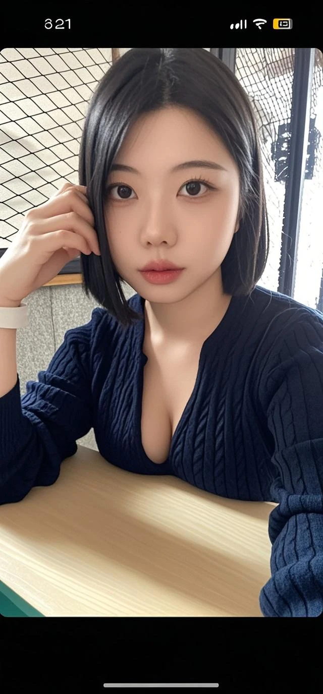 tits out Korea person Black Hair Bob a beauty girl