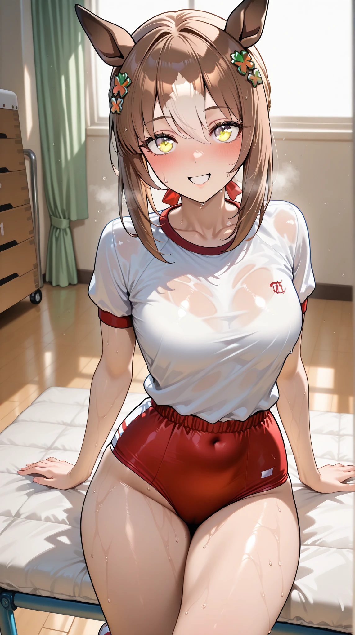 (masterpiece, highest quality:1.2),最高masterpiece,highest resolution,8k, sharp focus,
shiny skin, 1 girl, 1 boy, by 2 person,
Yuina, brown hair, short hair, bob cut, center flap bangs, dull bangs, big breasts, brown eyes, we say,
cowboy shot, boyfriend's room,Bedroom,dim room,messy room,on the futon, Gym suit, Happy, a lot of sweat,body that is not unnatural,I laid down,excited state,blush,Detailed vagina,Semen overflowing from the vagina,Detailed semen,detailed face,detailed eyes,open your legs,detailed background,erect nipples,covered nipples,big nipples,stick out tongue,detailed tongue,Non-unnatural hands,Non-unnatural fingers,arms that aren't unnatural,legs that are not unnatural,natural tongue,fucked silly after sex,sleeping on one's back,Ahegao,Depiction of body convulsing,Torn pants,I can see the vagina,normal limb,detailed arms,detailed feet,detailed fingers,Open Vagina,many semen,strangling sex,detailed penis,strangulation by man,saliva flying out of the mouth,Boy's POV,boy's first person perspective,Detailed boy hands,detailed boy fingers,A boy's hand that is not unnatural,A boy's fingers that are not unnatural