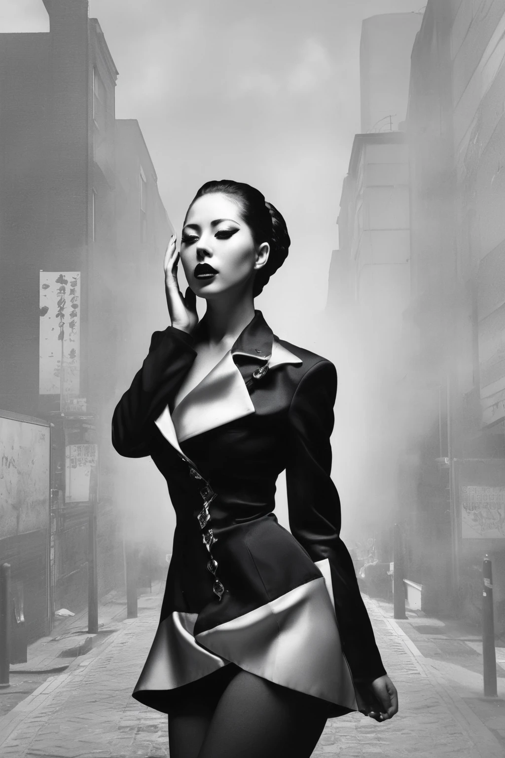 Op Art, Geisha, Super Arabic Latin Style Girl in Sexy Pose, Female Model on the Streets of Tokyo, Collage, Gold Nuggets, Brutalism, Arabic Calligraphy Graffiti Black and White Portrait by Christian Hilfgott Brand, Behavior Contest Winner, Pop Surrealism, Behavioral HD, DC Comics, Reimagined by ILM