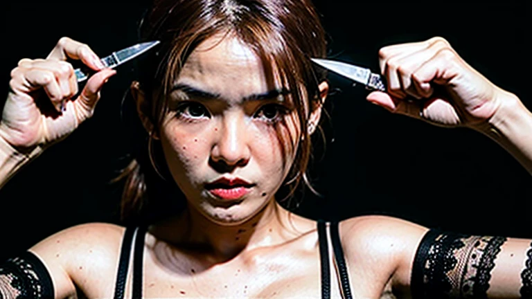 Face punch crushes the opponent's face, bleeds, realistic, high image quality